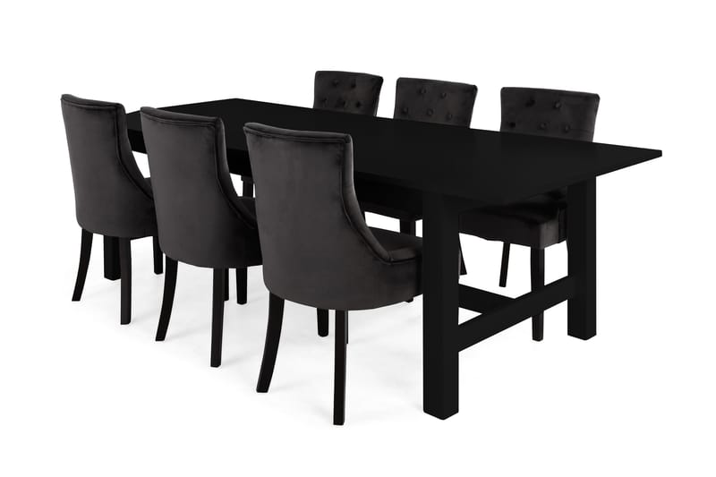 Altea Spisebord med 6 Victoria lenestoler - Svart - Spisegrupper