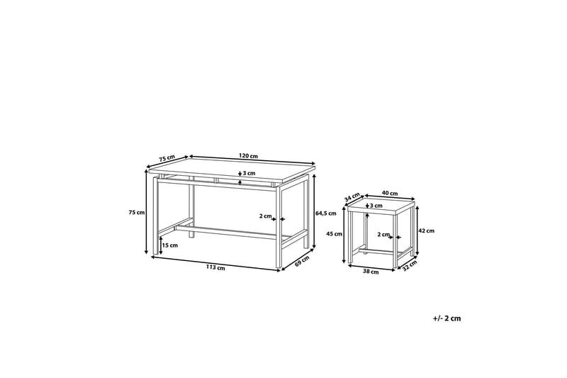 Arlington Spisegruppe 75 cm - Svart - Møbler - Bord - Spisegrupper