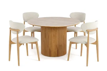 Arvo spisegruppe rund 120 cm eik med 4 Molly spisestoler - Eik - Møbler - Bord - Spisegrupper