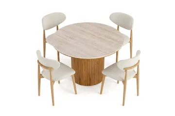 Arvo spisegruppe rund 120 cm eik med 4 Molly spisestoler - Eik - Møbler - Bord - Spisegrupper