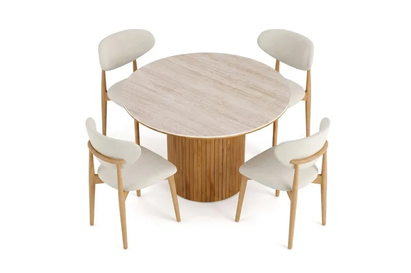 Arvo spisegruppe rund 120 cm eik med 4 Molly spisestoler - Eik - Møbler - Bord - Spisegrupper