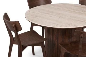 Arvo spisegruppe rund 120 cm valnøtt med 4 Amelia spisestoler - Valnøtt - Møbler - Bord - Spisegrupper