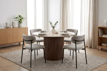 Arvo Spisegruppe rund 120 cm Valnøtt med 4 Lucy Spisestoler - Valnøtt - Møbler - Bord - Spisegrupper