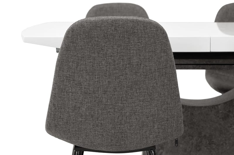 Azusa Spisegruppe 140 cm med 4 John Stoler - Hvit/Betong/Grå/Svart - Møbler - Bord - Spisegrupper