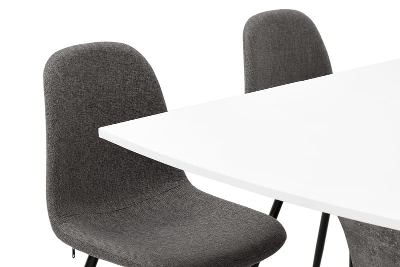 Azusa Spisegruppe 140 cm med 4 John Stoler - Hvit/Betong/Grå/Svart - Møbler - Bord - Spisegrupper
