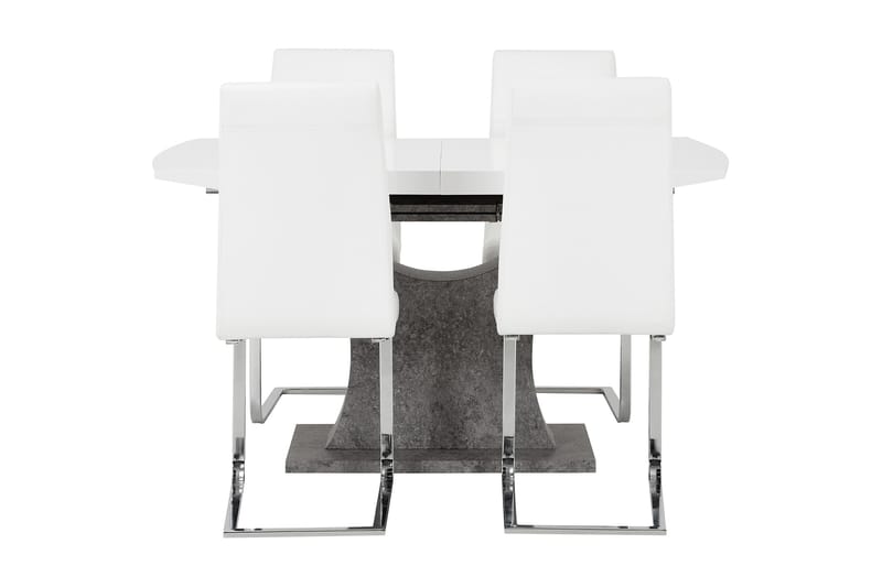 Azusa Spisegruppe 140 cm med 4 Sorado Stoler - Hvit/Betong - Møbler - Bord - Spisegrupper