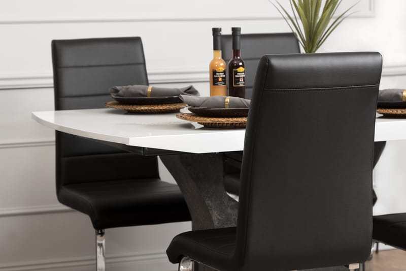 Azusa Spisegruppe 140 cm med 4 Sorado Stoler - Hvit/Betong/Svart - Møbler - Bord - Spisegrupper