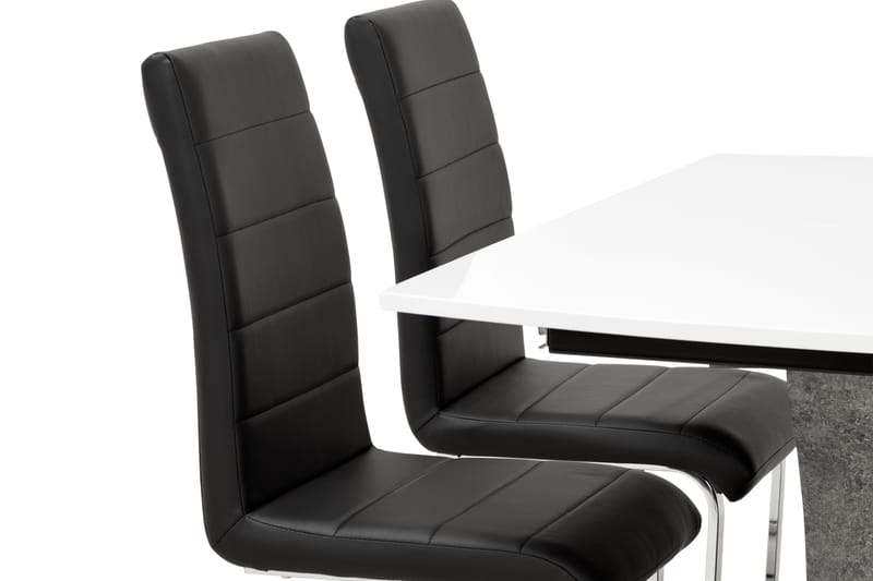 Azusa Spisegruppe 140 cm med 4 Sorado Stoler - Hvit/Betong/Svart - Møbler - Bord - Spisegrupper