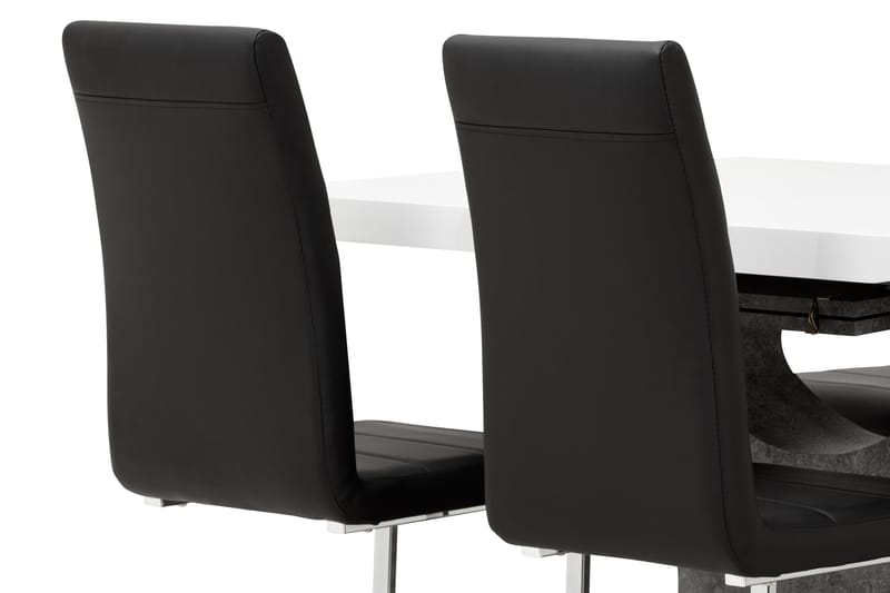 Azusa Spisegruppe 140 cm med 4 Sorado Stoler - Hvit/Betong/Svart - Møbler - Bord - Spisegrupper