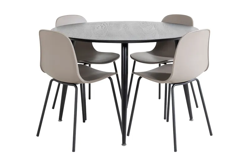 Balisa Spisegruppe 115 cm Rund inkl. 4 Kullersbro Stoler, Svart/Beige