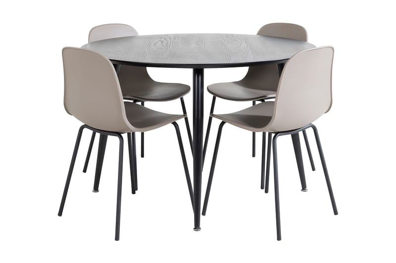 Balisa Spisegruppe 115 cm Rund inkl. 4 Kullersbro Stoler, Svart/Beige