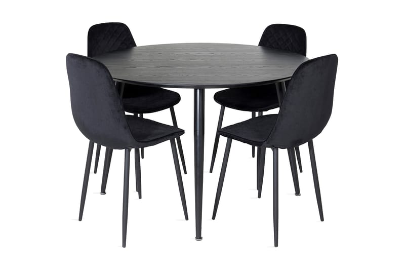 Balisa Spisegruppe 115 cm Rund inkl. 4 Ypas Stoler - Svart - Møbler - Bord - Spisegrupper