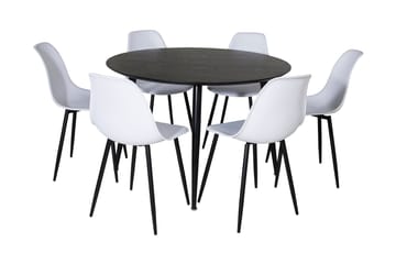 Balisa Spisegruppe 115 cm Rund inkl. 6 Ypas Stoler - Svart/Hvit - Møbler - Bord - Spisegrupper