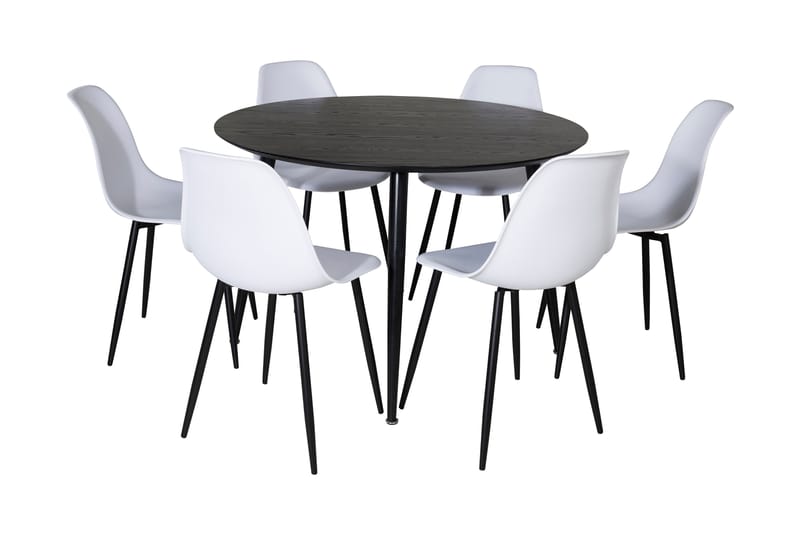 Balisa Spisegruppe 115 cm Rund inkl. 6 Ypas Stoler - Svart/Hvit - Møbler - Bord - Spisegrupper
