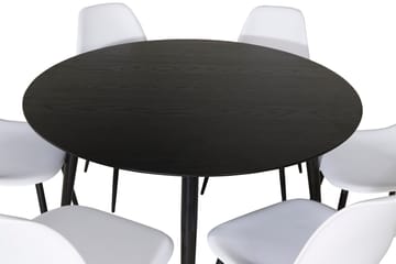 Balisa Spisegruppe 115 cm Rund inkl. 6 Ypas Stoler - Svart/Hvit - Møbler - Bord - Spisegrupper