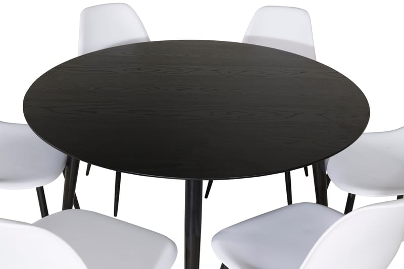 Balisa Spisegruppe 115 cm Rund inkl. 6 Ypas Stoler - Svart/Hvit - Møbler - Bord - Spisegrupper