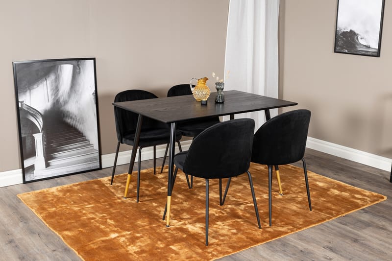 Balisa Spisegruppe 120 cm inkl. 4 Foyos Stoler - Svart - M�øbler - Bord - Spisegrupper