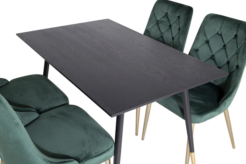 Balisa Spisegruppe 120 cm inkl. 4 Valerie Lyx Fløyelsstoler - Svart/Mørkegrønn/Gull - Møbler - Bord - Spisegrupper