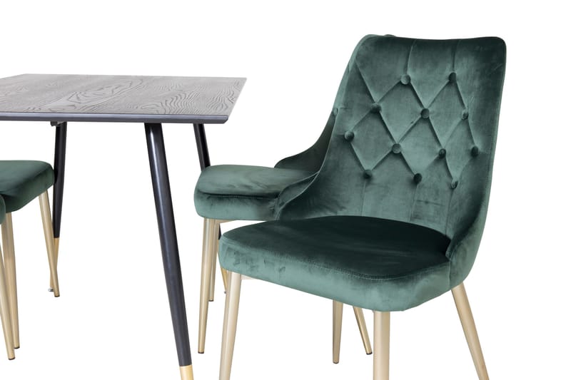 Balisa Spisegruppe 120 cm inkl. 4 Valerie Lyx Fløyelsstoler - Svart/Mørkegrønn/Gull - Møbler - Bord - Spisegrupper
