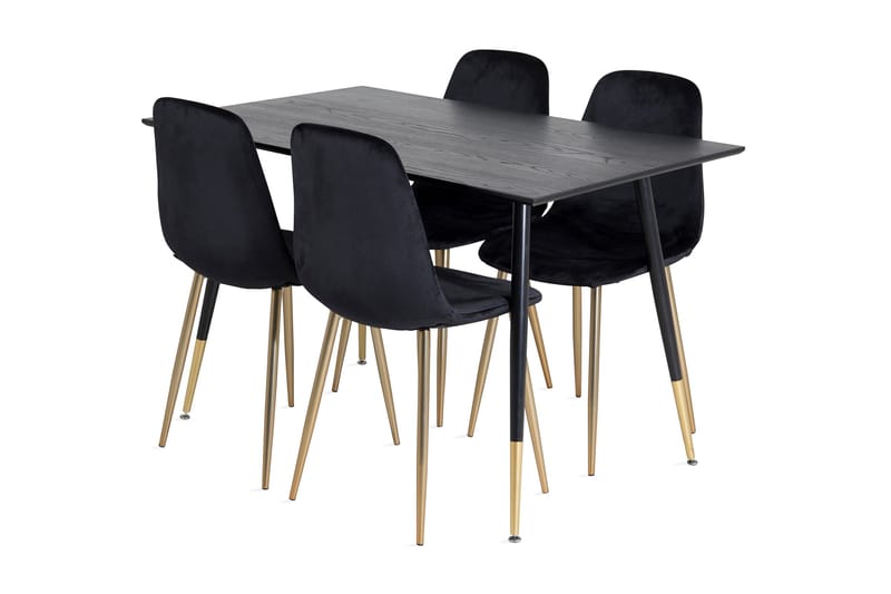 Balisa Spisegruppe 120 cm inkl. 4 Pontus Fløyelsstoler - Svart/Messing - Møbler - Bord - Spisegrupper