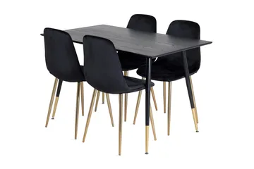 Balisa Spisegruppe 120 cm inkl. 4 Pontus Fløyelsstoler - Svart/Messing - Møbler - Bord - Spisegrupper