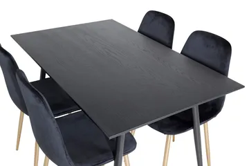 Balisa Spisegruppe 120 cm inkl. 4 Pontus Fløyelsstoler - Svart/Messing - Møbler - Bord - Spisegrupper