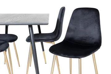 Balisa Spisegruppe 120 cm inkl. 4 Pontus Fløyelsstoler - Svart/Messing - Møbler - Bord - Spisegrupper