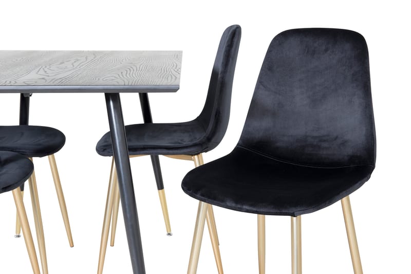 Balisa Spisegruppe 120 cm inkl. 4 Pontus Fløyelsstoler - Svart/Messing - Møbler - Bord - Spisegrupper