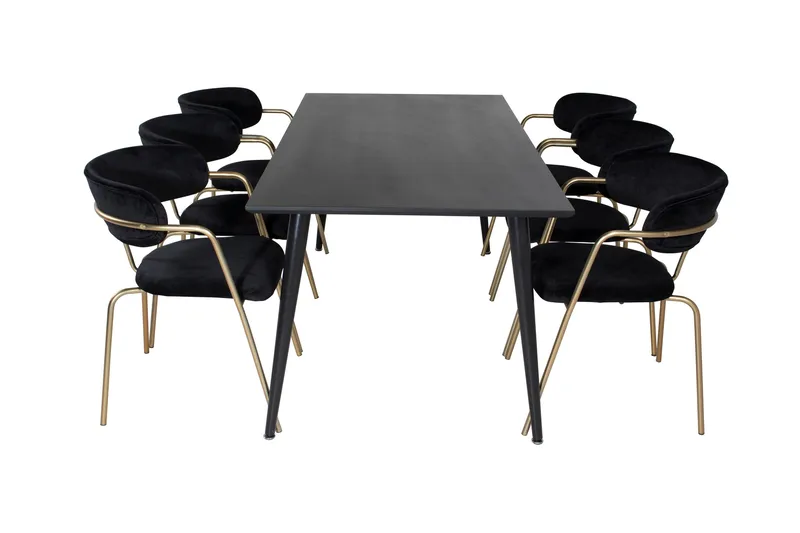 Balisa Spisegruppe 180 cm inkl. 6 Arcarazo Lenestoler - Svart/Messing - Møbler - Bord - Spisegrupper
