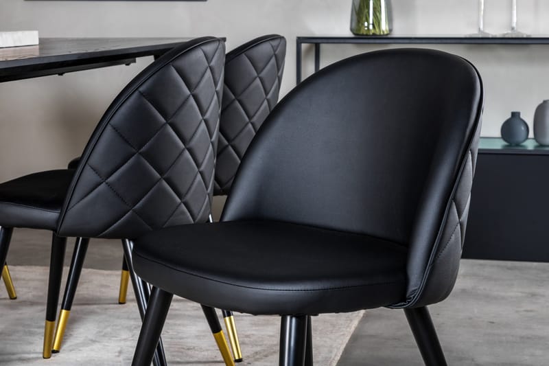 Balisa Spisegruppe 180 cm inkl. 6 Valera Stoler - Svart/Messing - Møbler - Bord - Spisegrupper