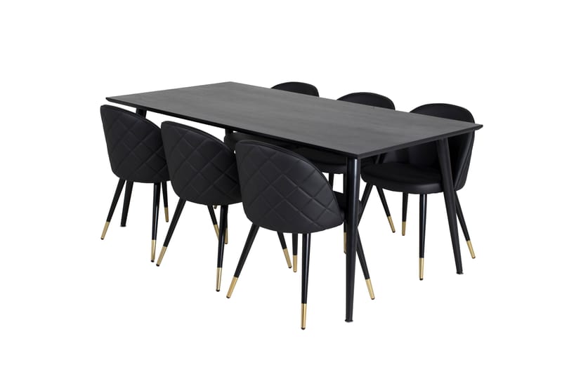 Balisa Spisegruppe 180 cm inkl. 6 Valera Stoler - Svart/Messing - Møbler - Bord - Spisegrupper