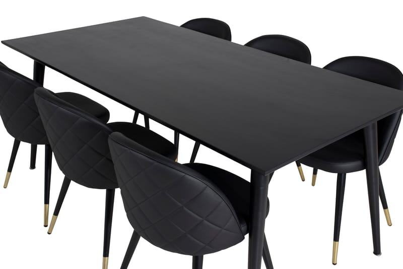 Balisa Spisegruppe 180 cm inkl. 6 Valera Stoler - Svart/Messing - Møbler - Bord - Spisegrupper
