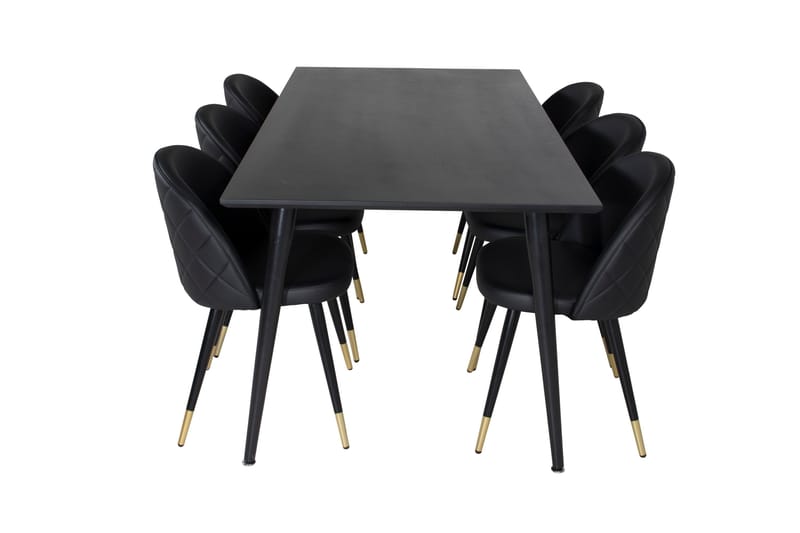 Balisa Spisegruppe 180 cm inkl. 6 Valera Stoler - Svart/Messing - Møbler - Bord - Spisegrupper