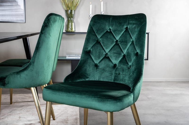 Balisa Spisegruppe 180 cm inkl. 6 Valerie Lyx Stoler - Fløyel/Svart/Mørkegrønn/Gull - Møbler - Bord - Spisegrupper