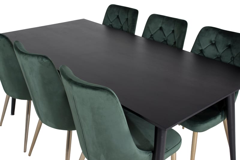 Balisa Spisegruppe 180 cm inkl. 6 Valerie Lyx Stoler - Fløyel/Svart/Mørkegrønn/Gull - Møbler - Bord - Spisegrupper