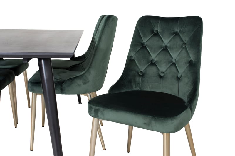Balisa Spisegruppe 180 cm inkl. 6 Valerie Lyx Stoler - Fløyel/Svart/Mørkegrønn/Gull - Møbler - Bord - Spisegrupper