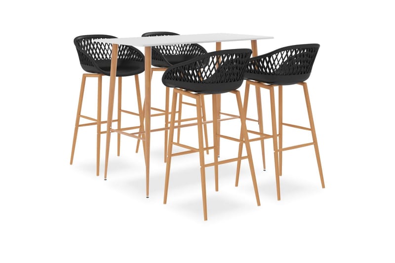 Barsett 5 deler hvit og svart - Møbler - Bord - Spisegrupper