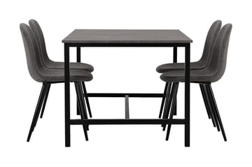 Bettina Spisegruppe 138 cm med 4 Nitra Stoler - Betong/Svart/Grå - Møbler - Bord - Spisegrupper