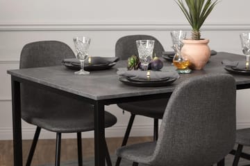 Bettina Spisegruppe 138 cm med 4 Nitra Stoler - Betong/Svart/Grå - Møbler - Bord - Spisegrupper