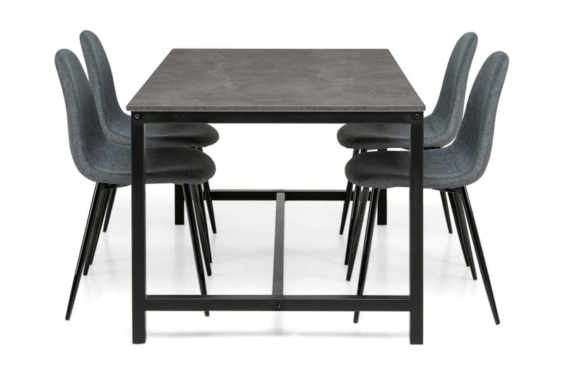 Bettina Spisegruppe 140 cm med 4 Nibe Stoler - Betong/Svart/Grå - Møbler - Bord - Spisegrupper