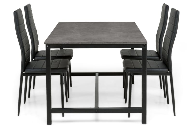 Bettina Spisegruppe 140x90 cm med 4 Ted Stoler - Betong/Sort/PU - Møbler - Bord - Spisegrupper