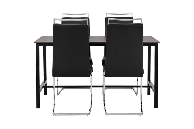 BETTY Bord 138 Betong/Svart + 4 Isoda Stol Svart - Møbler - Bord - Spisegrupper