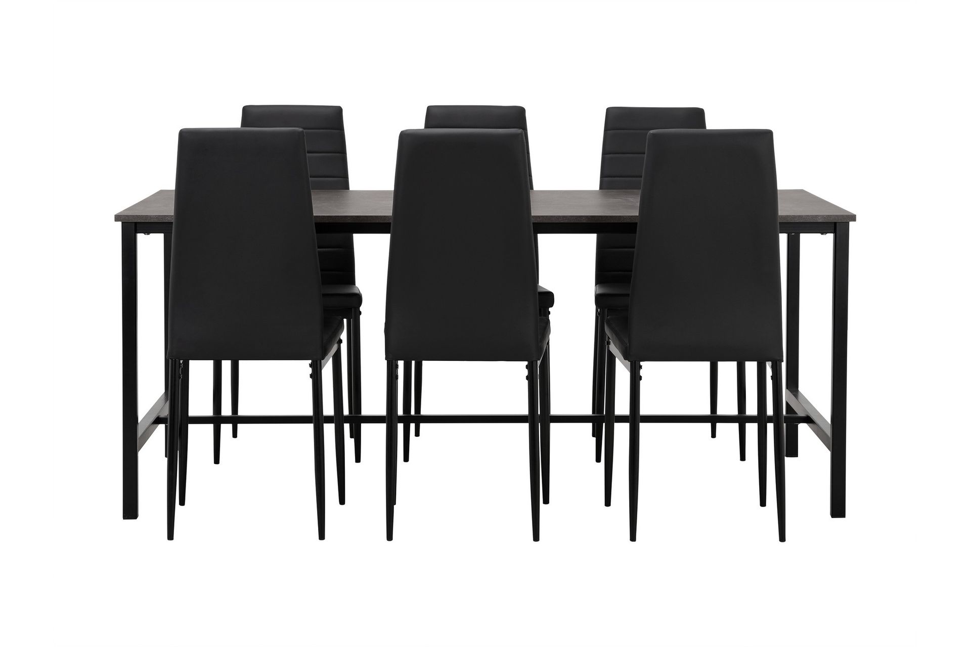Betty Bord 180 Betong/Svart + 6 Granån Stol Svart - Møbler - Bord - Spisegrupper