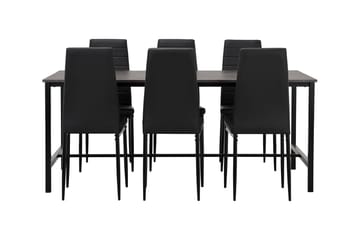 Betty Bord 180 Betong/Svart + 6 Granån Stol Svart - Møbler - Bord - Spisegrupper
