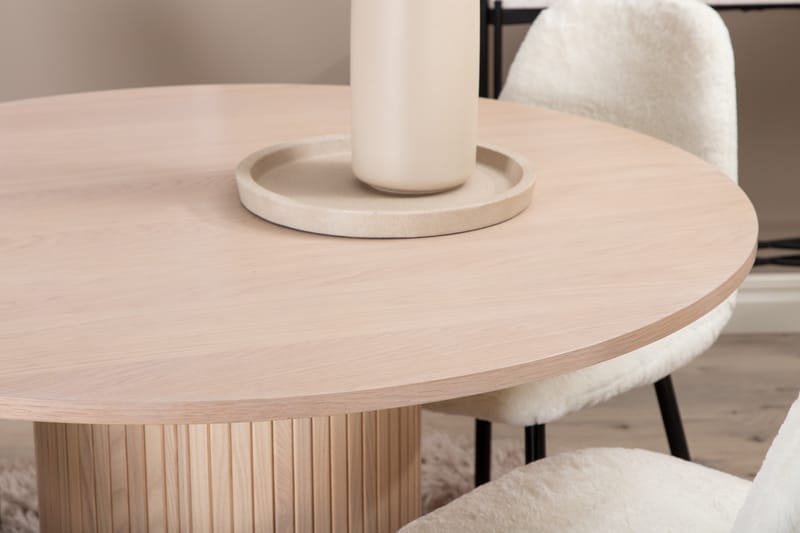 Biana Spisegruppe 100 cm Rund inkl. 4 Pontus Stoler - Beige/Hvit/Svart - Møbler - Bord - Spisegrupper