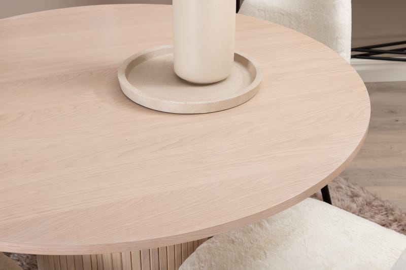 Biana Spisegruppe 100 cm Rund inkl. 4 Pontus Stoler - Beige/Hvit/Svart - Møbler - Bord - Spisegrupper