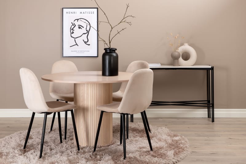 Biana Spisegruppe 100 cm Rund inkl. 4 Pontus Stoler - Beige/Svart - Møbler - Bord - Spisegrupper