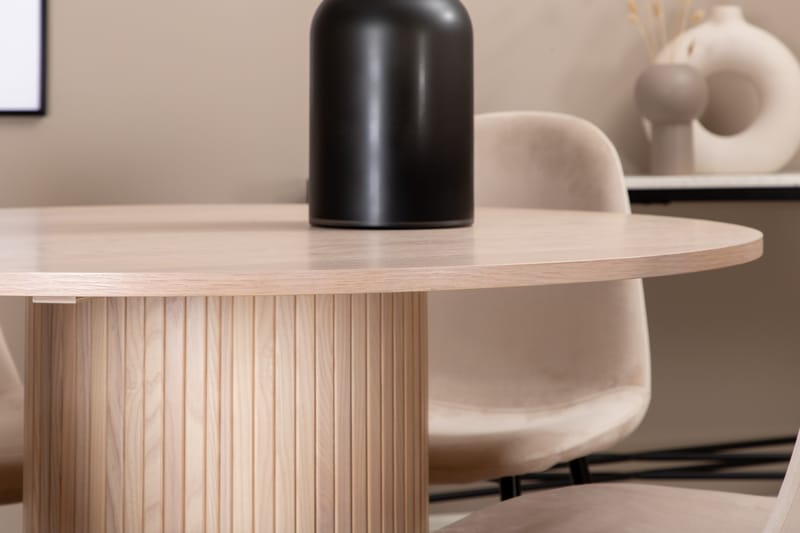Biana Spisegruppe 100 cm Rund inkl. 4 Pontus Stoler - Beige/Svart - Møbler - Bord - Spisegrupper