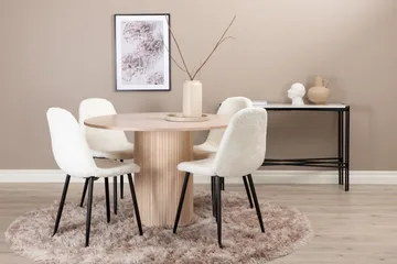 Biana Spisegruppe 100 cm Rund inkl. 4 Pontus Stoler - Beige/Hvit/Svart - Møbler - Bord - Spisegrupper