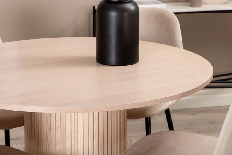 Biana Spisegruppe 100 cm Rund inkl. 4 Pontus Stoler - Beige/Svart - Møbler - Bord - Spisegrupper